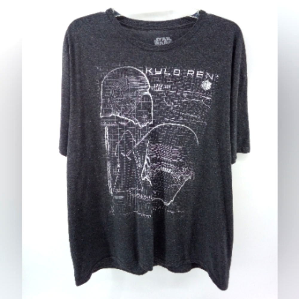 Star Wars Kylo Ren Mask Schematics T-Shirt Fifth Sun Gray 2XL Men's Tee Cotton